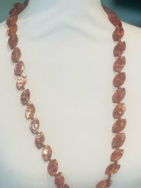 Vintage Marquise Bead Necklace in Amber Brown